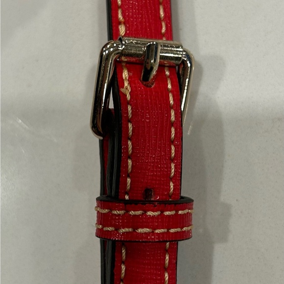 Dooney & Bourke Gorgeous Candy-apple red Bag/ Crossbody/Shimmery Gold Hardware - Picture 11 of 12